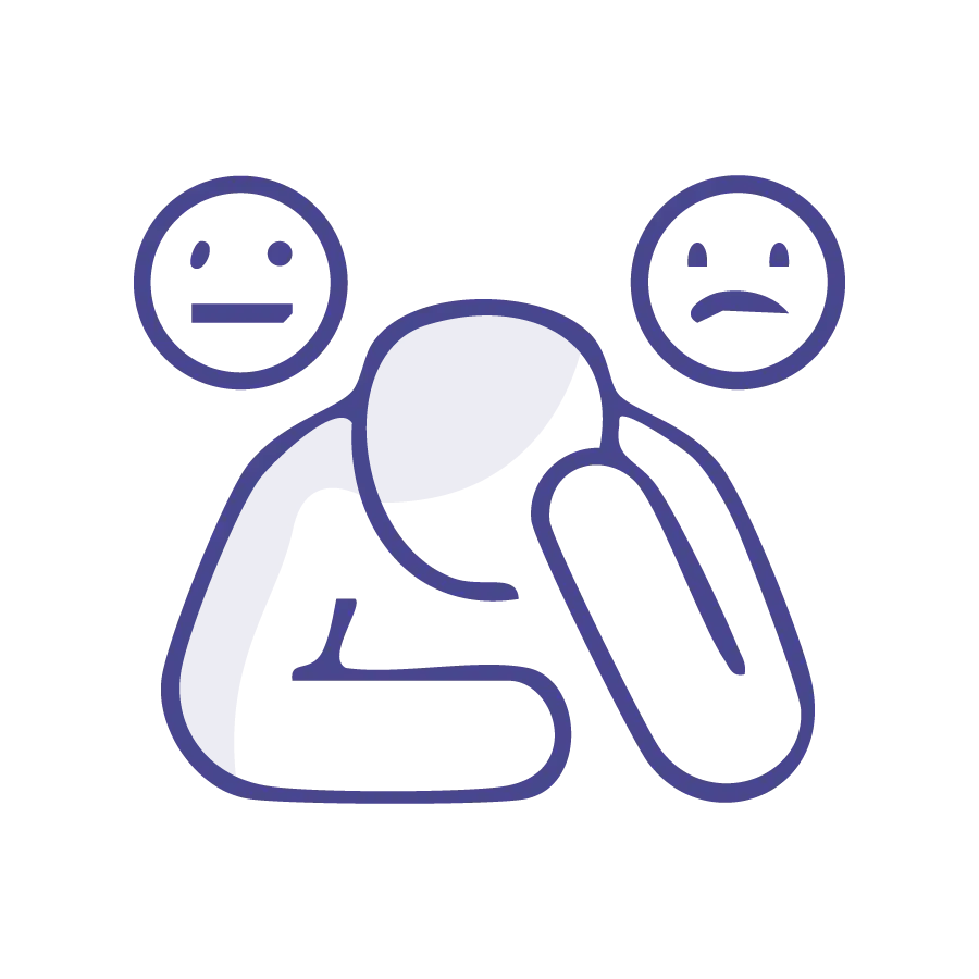 Icon showing a person with depressive symptoms.
